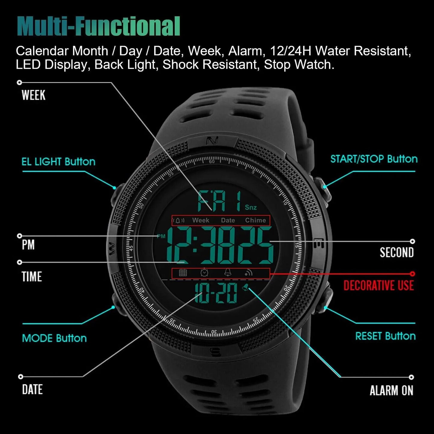 Montre militaire digitale PHENIX - Military DC-The Perfect Part Inc.