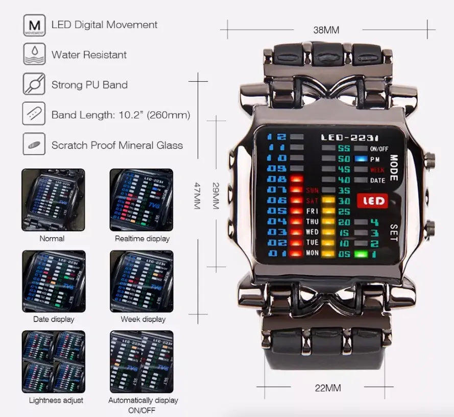 Montres LED Luxe PHENIX - Military DC-The Perfect Part Inc.