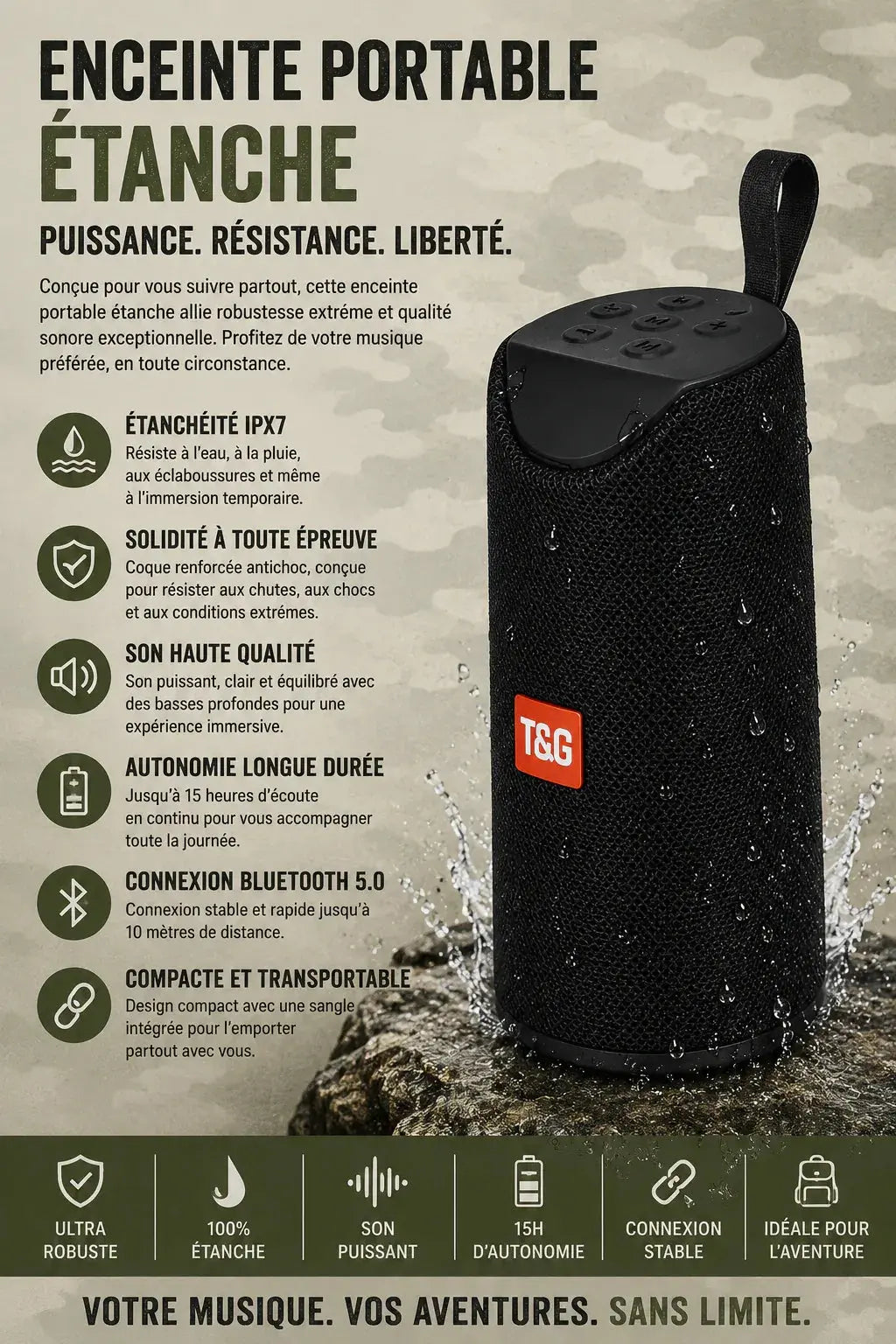 Enceinte portable étanche PHENIX - Military PHENIX - military